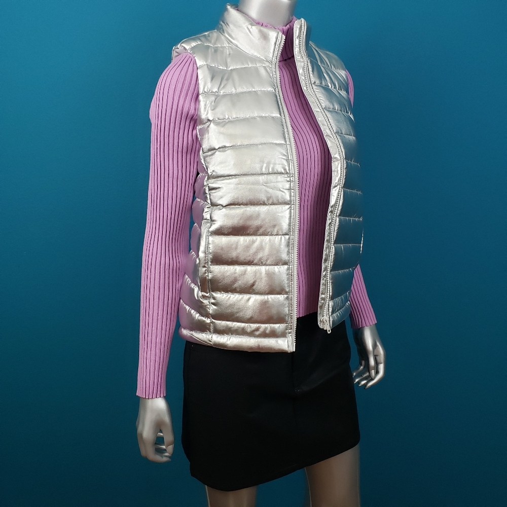 🆕️🎈😊 IDEOLOGY Girls Metallic Silver Puffer Vest // (CHILD) // (NWT)